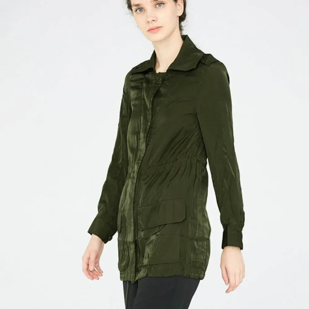 CUBIC Cargo Jacket Lightweight Fabric in Military Green Size Medium US 6 NWT - Picture 1 of 9